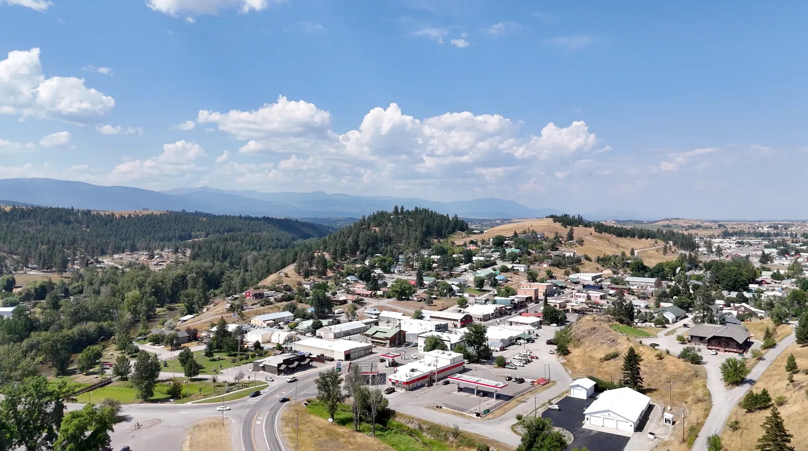 Aerial view of Eureka, Montana in the Tobacco Valley