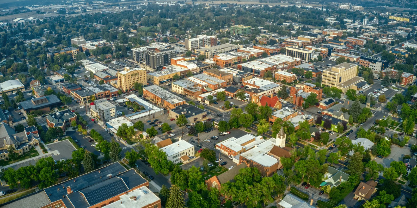 Aerial view of Bozeman, Montana
