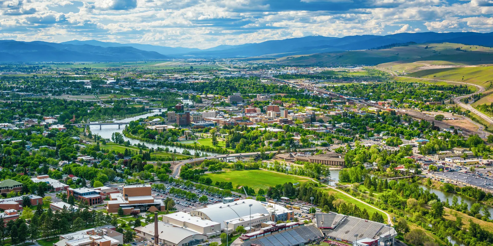 Aerial view of Missoula, Montana