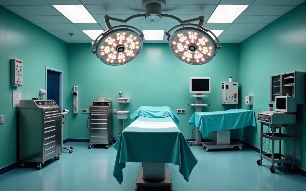 An empty operating theatre prepared for surgery