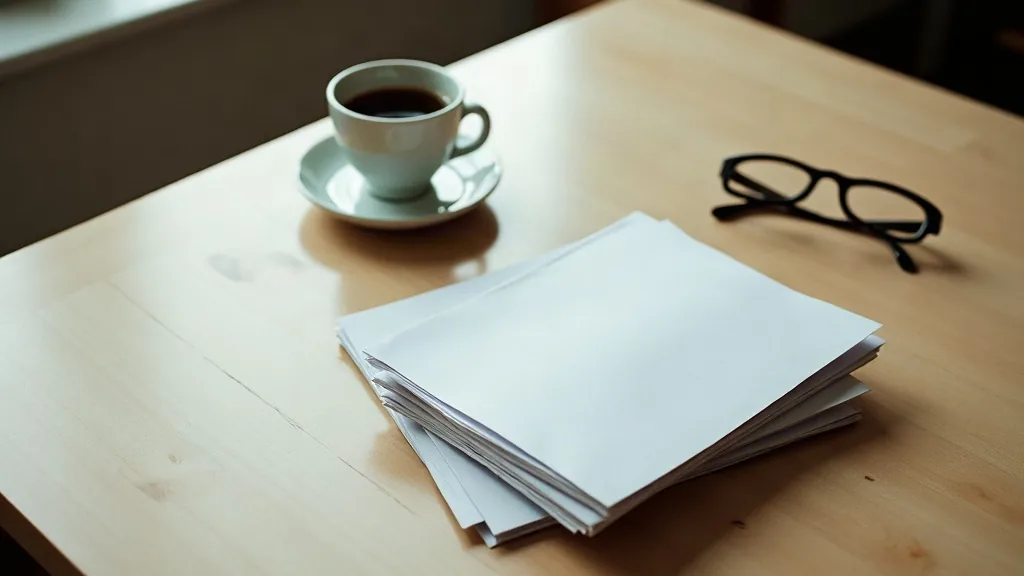 A stack of unopened post and a cold cup of coffee on a kitchen table